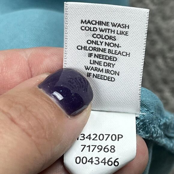 J Jill Shirt Womens Large Petite Teal 100% Silk Button Front Long Sleeve Collar - Picture 6 of 7